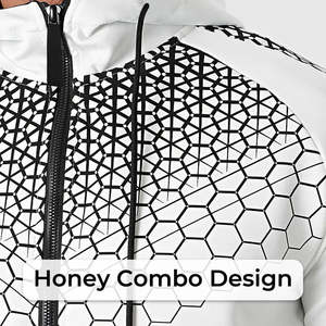 Conjunto Deportivo Informal para Hombre, Transpirable, con Estampado de Panal, Ajustado, con Capucha, para Correr y Hacer Ejercicio - Product Image 3