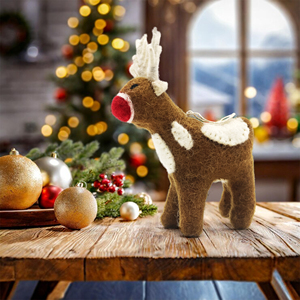 Adorno de reno de Navidad hecho a mano lindo muñeco de fieltro juguete decorativo - Product Image 2