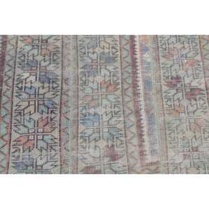 Alfombra Turca Vintage, Alfombra de 2.7x3 pies, Alfombra de Lana con Rayas Azules - Product Image 5