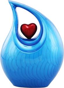 Urne funéraire moderne de luxe en métal, faite à la main, design personnalisé, avec un joli cœur doré pour les cendres humaines, à usage décoratif - Product Image 5