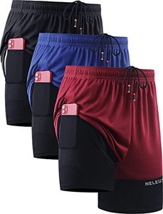 PANTALONS COURTS PAS CHER de haute qualité pour hommes Sports NELEUS Short de course 2 en 1 pour hommes avec poches de doublure - Product Image 3