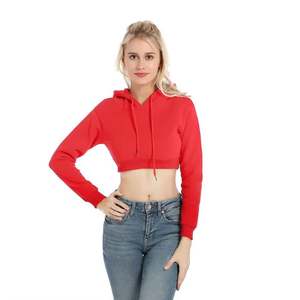 Sweat à capuche décontracté, haut court vierge personnalisé, sweat-shirt à capuche pour femmes, sweat-shirt court à imprimé OEM d'usine - Product Image 3