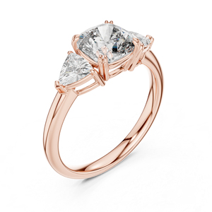 Bague de fiançailles en or blanc 14 carats avec diamant de laboratoire taille coussin et trillion pour femme |   Nouveau diamant cultivé - Product Image 5