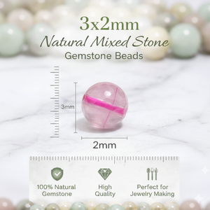 ลูกปัดหินธรรมชาติผสมหลากสี ทรงกลม ขนาด 3x2 มม. สำหรับทำเครื่องประดับ DIY สร้อยข้อมือ สร้อยคอ ต่างหู ลูกปัดแฟชั่น - Product Image 3