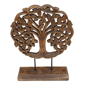 Escultura de madera artesanal de corazones marrones, regalo de decoración para el hogar, estatua abstracta moderna de madera. - Product Image 1