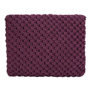 กระเป๋าขอบผ้ามาคราเม่สีม่วงมีฝาปิดเพชรและสายรัดโซ่ทำมือ - Product Image 4