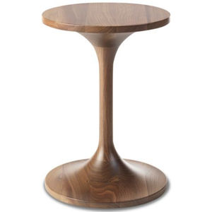 Table basse ronde moderne en bois de manguier massif, base sur piétement, finition noyer, hauteur réglable, mobilier de salon écologique - Product Image 1