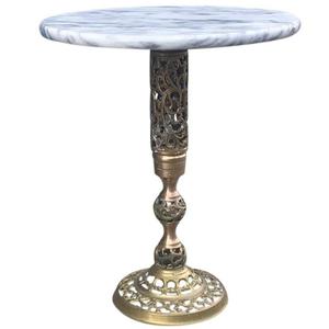 Mesa de centro de Metal de aluminio, parte superior de mármol, forma redondeada, decorativa hecha a mano para el hogar, muebles de dormitorio, Mesa Central - Product Image 1