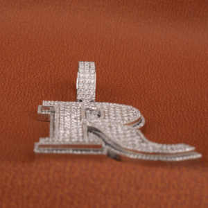 925 argent Sterling Hip hop Style rappeur pendentif glacé R lettre charme cadeau de fête pour lui avec pendentif Moissanite pour lui - Product Image 5