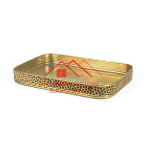 <b>Gold</b> Finished Serving Tray With Metal Handle - Product Image 6