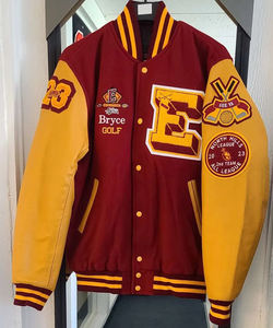 Lettermen Baseball Vestes Varsity personnalisées Corps en laine bleu royal Manches en cuir blanc avec patchs en chenille - Product Image 3