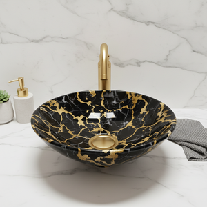 Vente en gros de vasques modernes et écologiques en métal avec marbre noir, facile à nettoyer, dessus de table, évier de salle de bain, fournisseur d'usine - Product Image 4