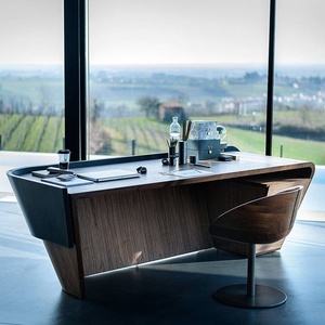 Bureau de direction moderne en forme de L en bois, table de bureau haut de gamme, rangement intelligent, poste de travail pour patron, mobilier commercial - Product Image 3