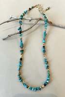 Collier ajustable en perles de pierre naturelle turquoise et perles de culture d'eau douce baroques, faible MOQ, bijoux de mode pour femme