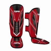 Protège-tibias TOPN MMA Muay Thai personnalisés en usine, en PU, pour adultes, entraînement de kickboxing, protection professionnelle, légers et souples, pour la boxe sur pied