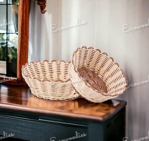 Élégante corbeille de fruits en osier et rotin bambou écologique 100% faite à la main avec de nouveaux designs - Product Image 2