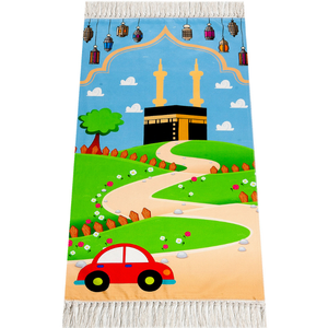 Tapis de prière pour enfants, impression numérique en soie, conception personnalisée, cadeau de ramadan, cadeau de mariage à motif floral musulman, nouveau - Product Image 4