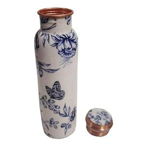 Botella de agua de cobre puro impresa personalizada a prueba de fugas con tapa para el hogar, oficina, gimnasio, senderismo, senderismo, uso interior al aire libre - Product Image 1