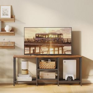 JARHETUN Soporte para TV de 55-59 Pulgadas con 3 Niveles y Estantes Abiertos, Diseño Industrial Moderno, Mueble para Sala de Estar - Product Image 2