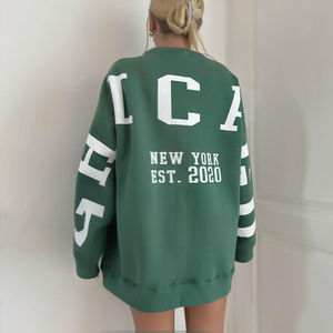 Sudadera de Mujer Personalizada, Blanca, 100% Algodón, Felpa, Diseño Holgado con Hombros Caídos, Estampado en Serigrafía, Cuello Redondo, Logotipo Frontal - Product Image 2