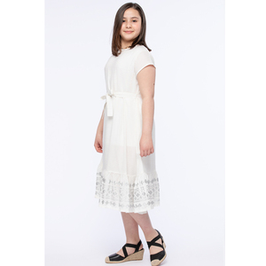 Vente en gros de robe d'été pour filles avec manches courtes, style décontracté, robe d'été imprimée au genou, fabricant OEM/ODM - Product Image 1