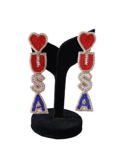 Pendientes Patrióticos Hechos a Mano con Cuentas, Colección Temática del Día del Juego de Estados Unidos, Pendientes de Cuentas con Estrella Roja, Blanca y Azul - Product Image 5