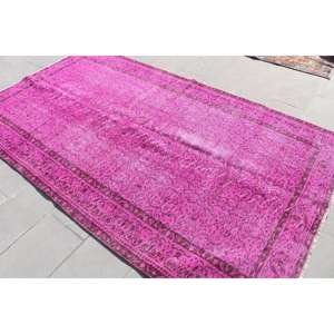 Alfombra Turca Grande de 5.2x9 pies, Alfombra Vintage con Diseño Floral Rosa - Product Image 2