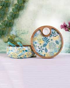 Meilleure qualité nouveau bois d'acacia familial de haute qualité avec impression en émail conception bol à salade bol de service en bois bol de forme ronde - Product Image 5