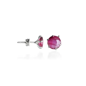 Women's Silver Gemstone Jewelry <b>Fashionable</b> Ruby <b>Stud</b> <b>Earrings</b> - Product Image 1