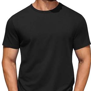Camiseta lisa de manga corta con cuello redondo para hombre de 100% algodón, camisetas casuales de ajuste regular, Camisetas básicas, camisetas con logotipo personalizado - Product Image 1