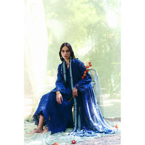 Ensemble semi-formel en chiffon brodé avec dupatta en tulle et pantalon - BIC-4815 - Product Image 4