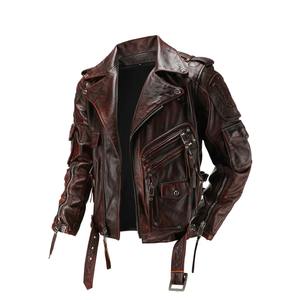 Veste en cuir pour hommes vintage Streetwear manteau de moto rembourré amovible - Product Image 3