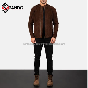 แจ็กเก็ตหนังแกะแท้สำหรับผู้ชาย, เสื้อบอมเบอร์แจ็คเก็ตนักสู้ดีไซน์ผ้าไหมซาติน - Product Image 5