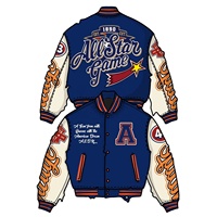 Vestes de baseball universitaires Yingling personnalisées avec broderie en chenille, style varsity, taille plus, pour hommes