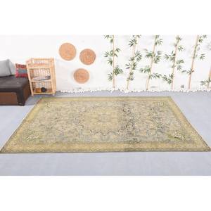 Tapis Vintage Turc Classique Vert Beige Laine 6.3 'X 9.5' Tapis En Peluche Fait Main Patchwork Latex Rectangle Couloir Nouveau Design - Product Image 1