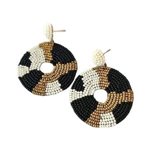 Boucles d'oreilles pendantes bohèmes en forme de feuille avec perles pour femme, bijoux de fête tendance, boucles d'oreilles statement en alliage vert - Product Image 3