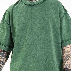 Camiseta Urbana Personalizada de Algodón Grueso para Hombre, Alta Calidad, 240 GSM, Lavada, Frente Liso, Casual, Holgada, Hombros Caídos - Product Image 2