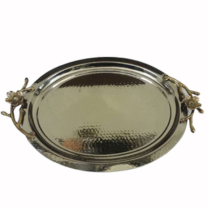 Bandeja de servicio de comida pulida brillante decorativa hecha a mano Bandeja de servidor de comida de diseño personalizado respetuoso con el medio ambiente - Product Image 5