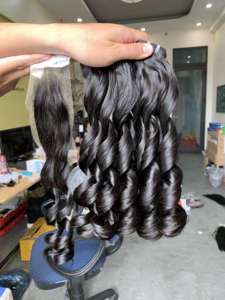 Extensiones de cabello Remy vietnamita virgen con textura hinchable mágica de trama única, precio al por mayor, mechones de cabello - Product Image 2