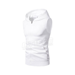 Pakistan Made Winter Men <b>Sleeveless</b> <b>Hoodie</b> Solid Color Polyester/Cotton Customized Durable & Breathable - Product Image 2