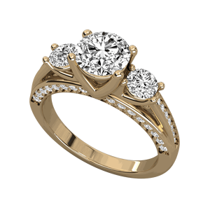 Bague de fiançailles à trois pierres en diamant taille ronde - Product Image 5