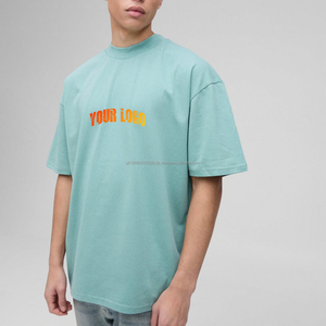 Customizable Heavyweight <b>Acid</b> Wash Knitted 100% CottonMT-Shirt Men O-Neck Oversized Short Sleeve <b>Drop</b> Design Breathable - Product Image 1