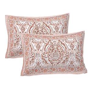 Brown Abstract Print 240 TC 100% Cotton Double Bed <b>Sheet</b> Set 2 Pillow Covers <b>King</b> <b>Size</b> Home Use Includes 3pcs Pieces Stitching - Product Image 3
