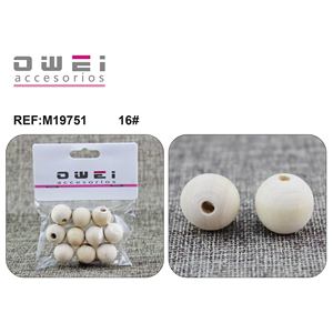 Boule en bois naturel 16 # 12u/c Perles Couleur Bois naturel non fini - Product Image 1
