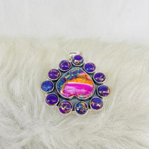 จี้ทองแดงสีเทอร์ควอยส์เงินสเตอร์ลิงทำด้วยมือจี้อัญมณีสำหรับเด็กของขวัญสำหรับฮินดูของเธอ925 - Product Image 5