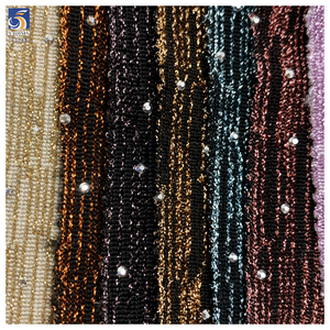 Kain Jacquard Lurex Benang Emas Poliester 100% YX1287 180gsm <span class=keywords><strong>2</strong></span> Yard Dengan Berlian 3D Perak Untuk Pakaian Wanita - Product Image 2