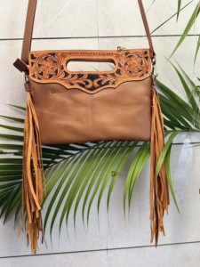 Bolso Bandolera de Cuero Vacuno con Flecos para Mujer, Bolso Bohemio de Cuero Genuino Hecho a Mano con Cierre de Cremallera, Gran Venta - Product Image 4