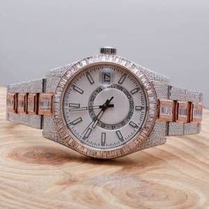 Reloj de pulsera totalmente helado para hombre con Baguette redondo VVS-Moissanite Diamonds 41mm Dial Diámetro 20mm Ancho de banda Movimiento de cuarzo - Product Image 6