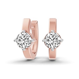 Understated Classic Round Lab Grown Diamond Earrings 0.875 Ct Tw F-G Color VS Clarity 2 Diamonds 14K <b>Solid</b> <b>Gold</b> Quiet Luxury - Product Image 3