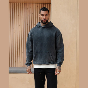 เสื้อฮู้ดผ้าซักกรดสำหรับผู้ชายเสื้อฮู้ดแบบสวมหัวสไตล์สตรีทแวร์เสื้อมีฮู้ดแฟชั่นผู้ชายเสื้อมีฮู้ดโอเวอร์ไซส์และซักได้ - Product Image 1